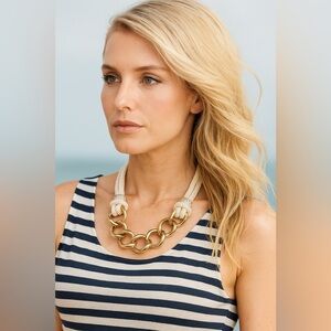 🛍️SALE🛍️ Chunky Gold and Cream Necklace with Rope Elements and Bold Connectors